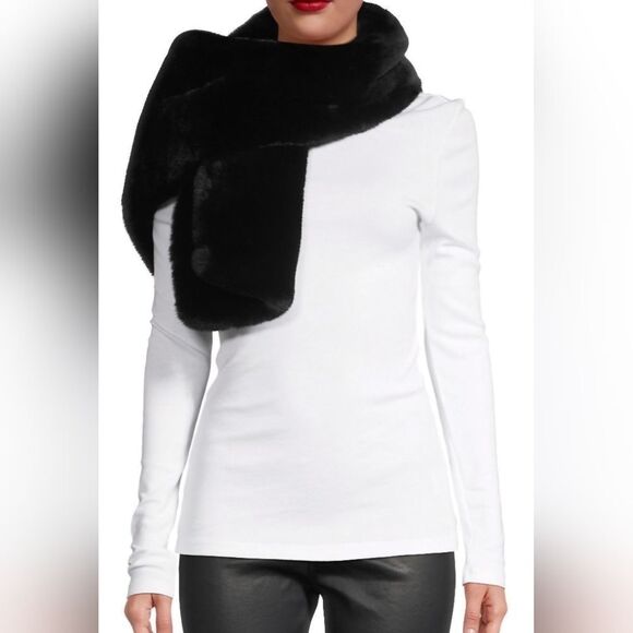 Christian Siriano Black Faux Fur Scarf - Picture 1 of 5